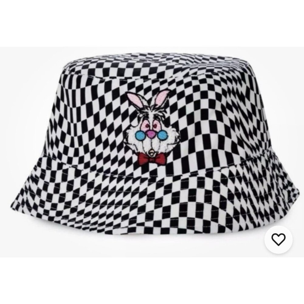 Disney Parks Alice in Wonderland White Rabbit Bucket Hat Adults Sherpa 59cm NWT